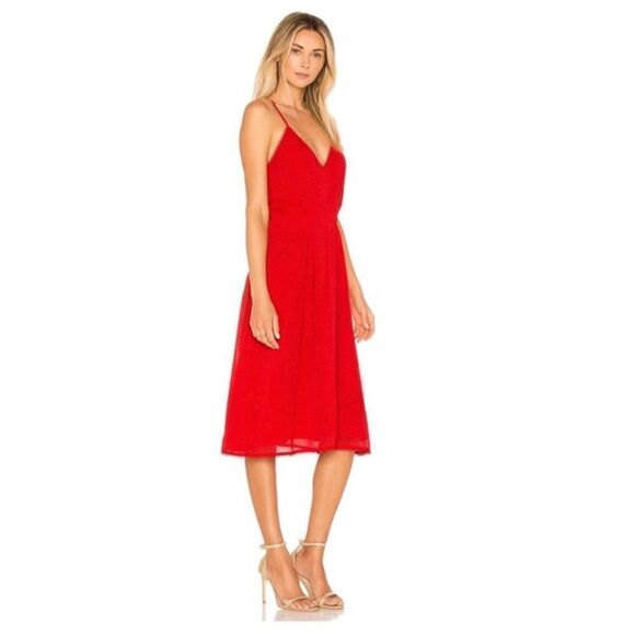 House of Harlow 1960 x Revolve Swiss Dot Ines Midi Red Dress Tank Size XS - Picture 4 of 11